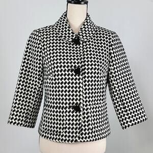 Trina‎ Turk Houndstooth Coat in Black and Ivory Size 4